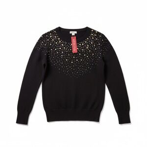 Merona Womens Black Sequin Embellished‎ Crewneck Sweater XS